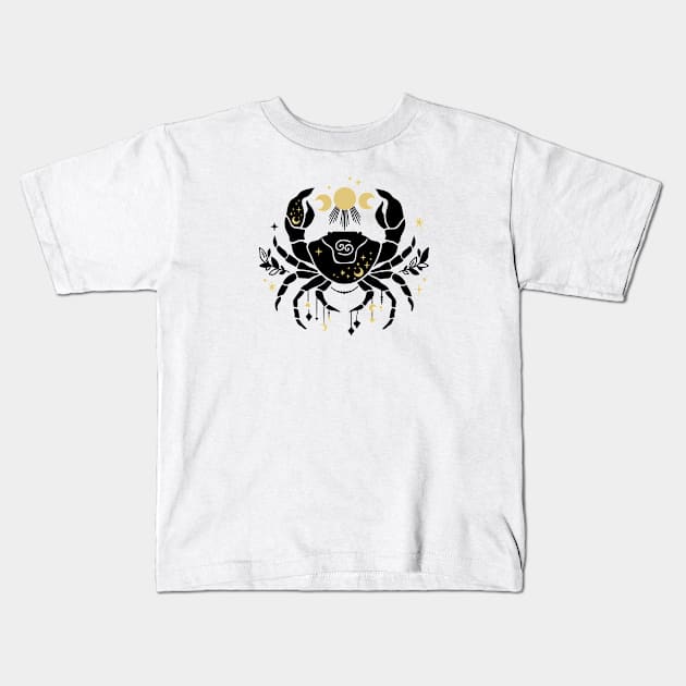 Black and Gold Zodiac Sign CANCER Kids T-Shirt by KOTOdesign